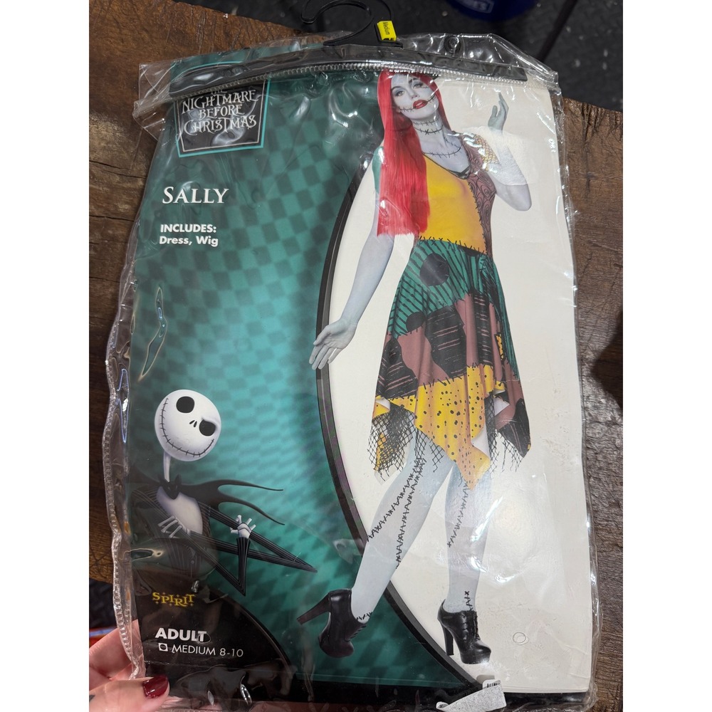 Spirit Halloween Sally Costume Women Medium Multicolor Good Patchwork Dress Wig